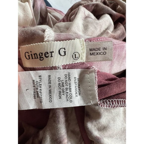Ginger G Tie Dye Short Sleeve Hoodie Berry Brown Cream Size Large NWT - Picture 3 of 3